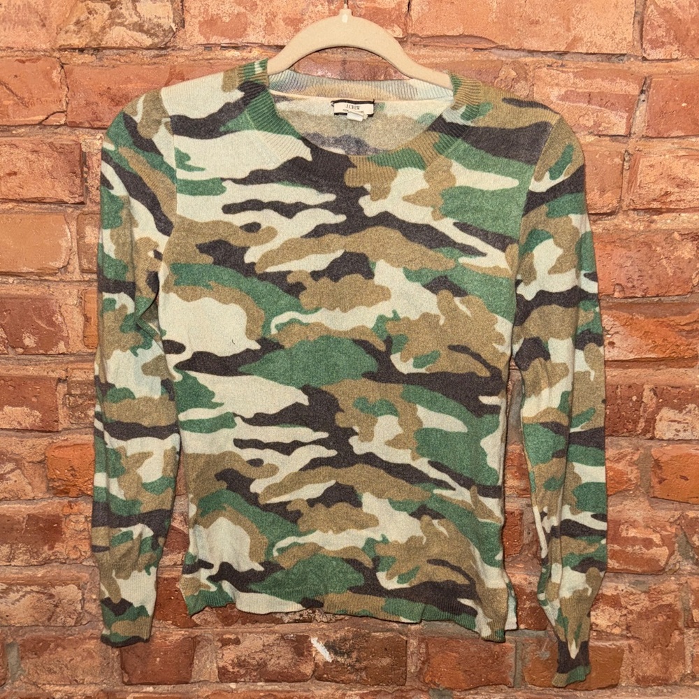 Camo Crewneck Sweater - 100% cashmere